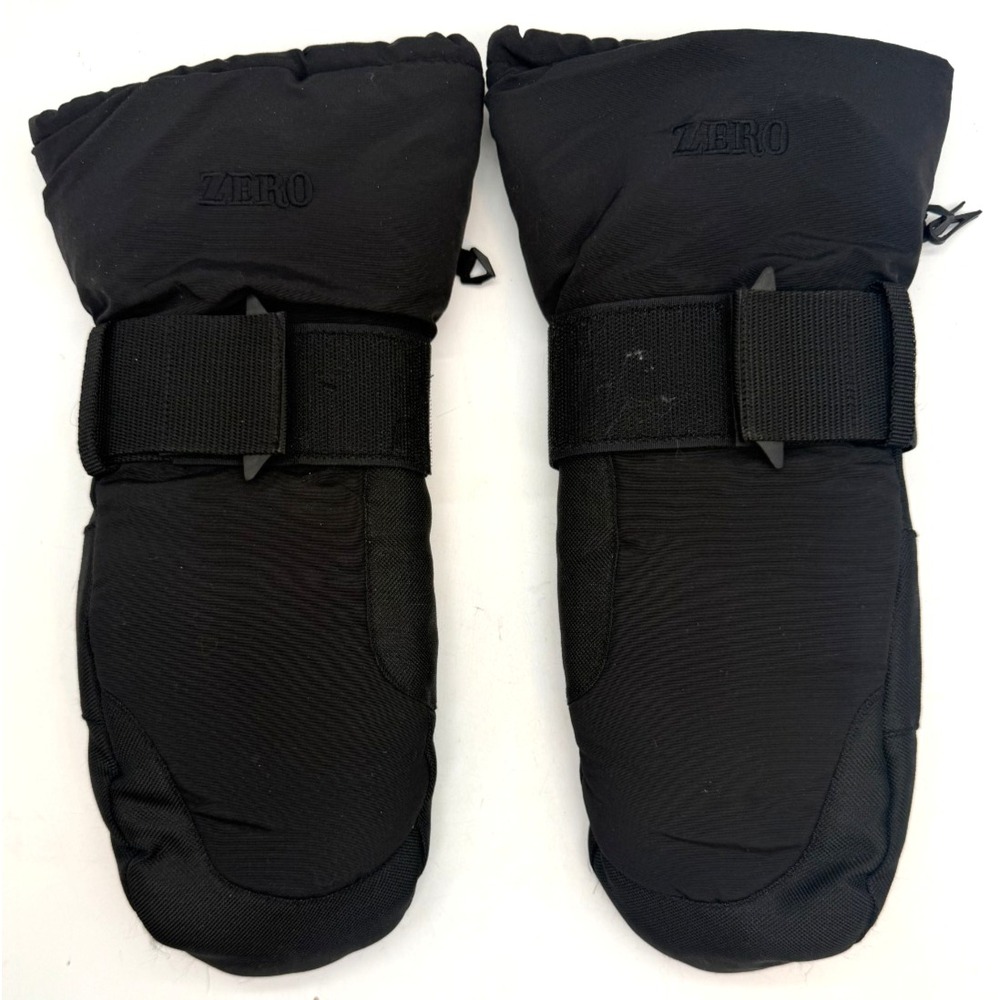 Vintage ZERO 90s Ski Snowboard Mittens Black Featherlite Insulated | Men's Small - Picture 12 of 15